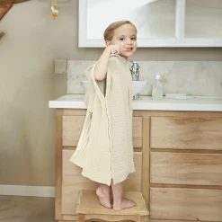 Poncho de bain enfant gaze de coton 2/5 ans Gaïa Beige pampa