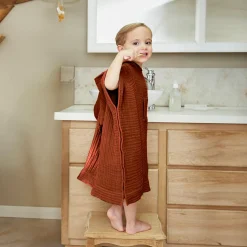 Poncho de bain enfant gaze de coton 6/10 ans Gaïa Terracotta