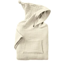 Poncho de bain enfant gaze de coton 6/10 ans Gaïa Beige pampa
