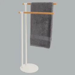 Porte serviette 2 barres (H77 cm) Bambou Blanc