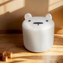 Pouf enfant (H25 cm) Ourson Blanc