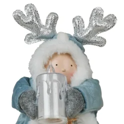 Poupée lumineuse debout (H34 cm) Alice et bougie Bleu ciel