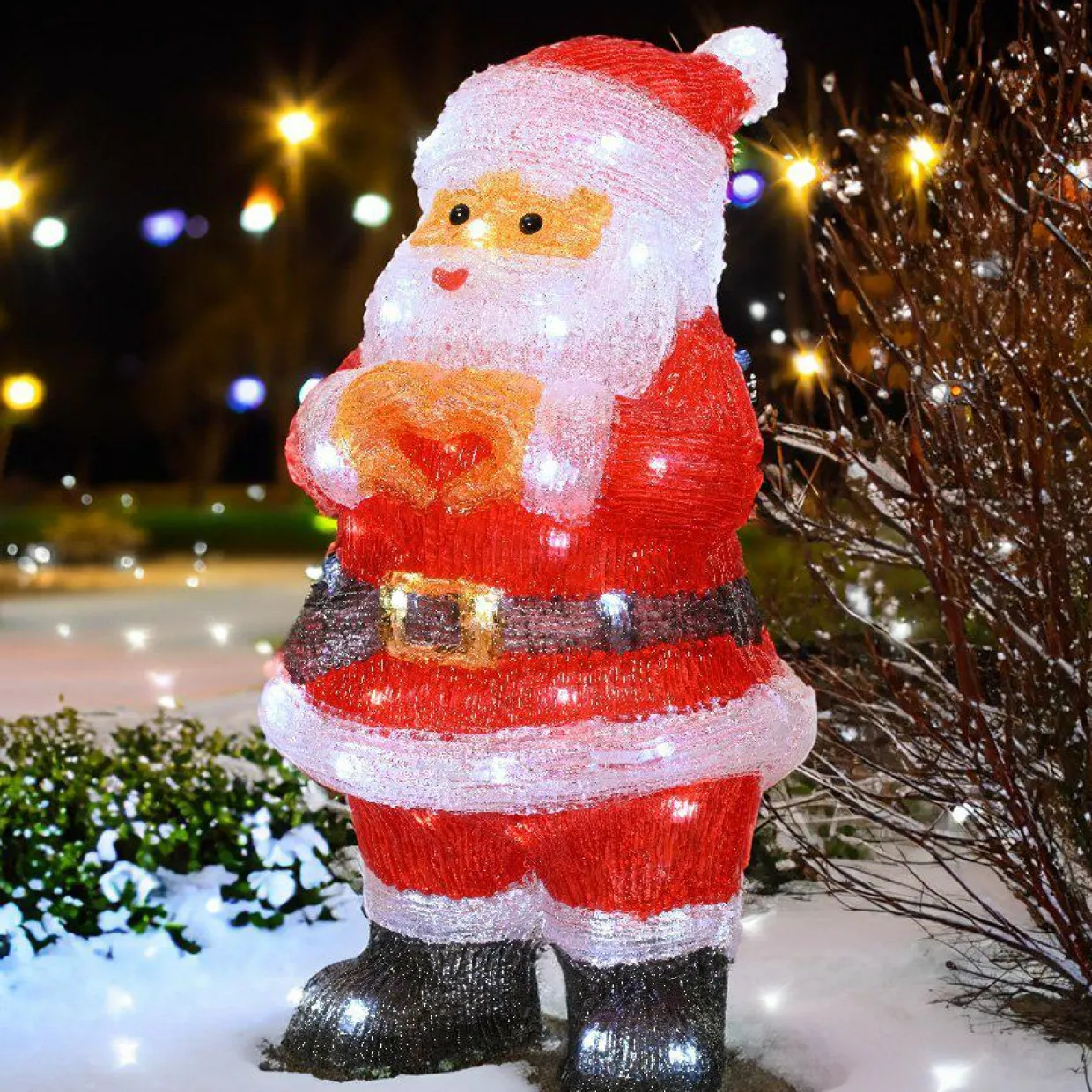 Père Noël lumineux 60 LED (H41 cm) Billy Blanc froid