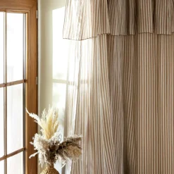 Rideau ajustable gaze de coton (140 x 180 cm) Gaïa rayures Ficelle