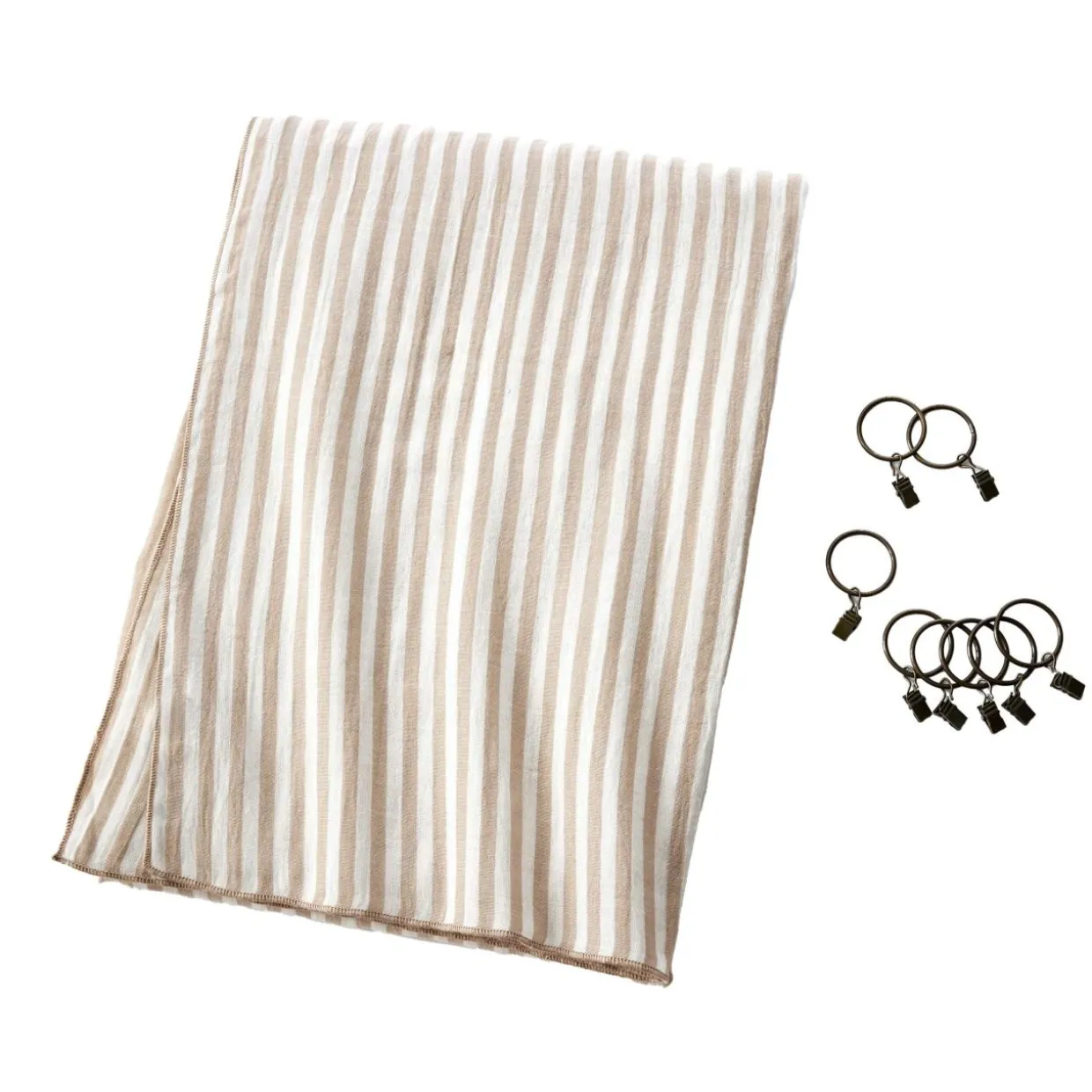 Rideau ajustable gaze de coton (140 x 180 cm) Gaïa rayures Ficelle