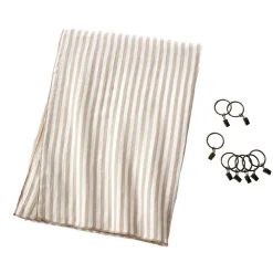 Rideau ajustable gaze de coton (140 x 300 cm) Gaïa rayures Ficelle