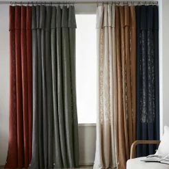 Rideau coton ajustable (140 x max 270 cm) Sixtine Gris ardoise