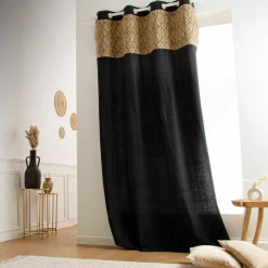 Rideau coton et jute (140 x 280 cm) Nama Noir