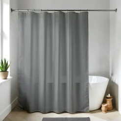Rideau de douche à anneaux (180 x 200 cm) Uni Gris