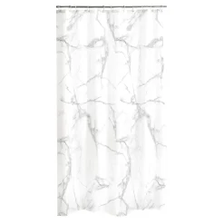 Rideau de douche à anneaux (180 x 200 cm) Marbre Gris