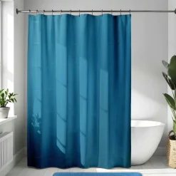 Rideau de douche à anneaux (180 x 200 cm) Diamants Bleu canard