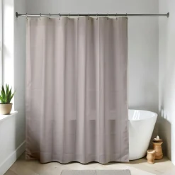 Rideau de douche à anneaux (180 x 200 cm) Uni Taupe