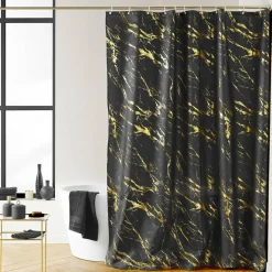 Rideau de douche effet marbre (180 x 200 cm) Aquamarbre Noir