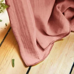 Rideau gaze de coton ajustable (180 x max 300 cm) Gaïa Rose pêche