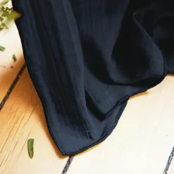 Rideau gaze de coton ajustable (140 x max 300 cm) Gaïa Bleu nuit