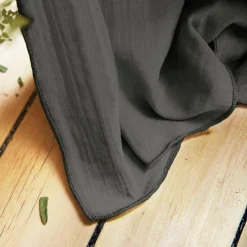 Rideau gaze de coton ajustable (140 x max 300 cm) Gaïa Gris granit