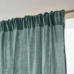 Rideau gaze de coton galon fronceur (180 x 240 cm) Gaïa Bleu canard