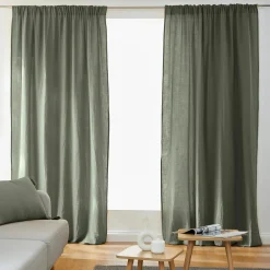 Rideau gaze de coton galon fronceur (180 x 240 cm) Gaïa Vert romarin