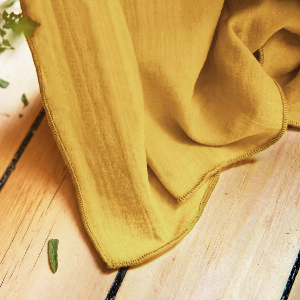 Rideau gaze de coton galon fronceur (140 x 240 cm) Gaïa Jaune safran