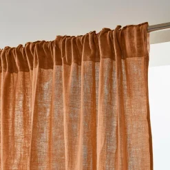 Rideau gaze de coton galon fronceur (180 x 240 cm) Gaïa Abricot