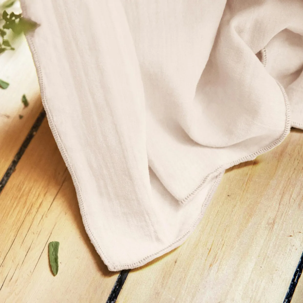 Rideau gaze de coton galon fronceur (140 x 240 cm) Gaïa Rose poudré