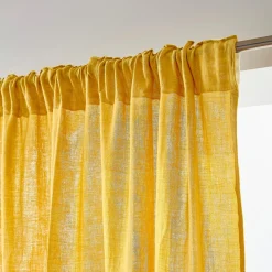 Rideau gaze de coton galon fronceur (180 x 240 cm) Gaïa Jaune safran