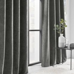Rideau œillets velours (140 x 260 cm) Verra Gris anthracite