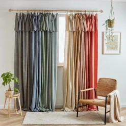 Rideau lyocell Tencel™ ajustable (140 x max 270 cm) Olivia Vert eucalyptus