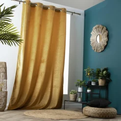 Rideau obscurcissant velours (140 x 240 cm) Fern Jaune ocre