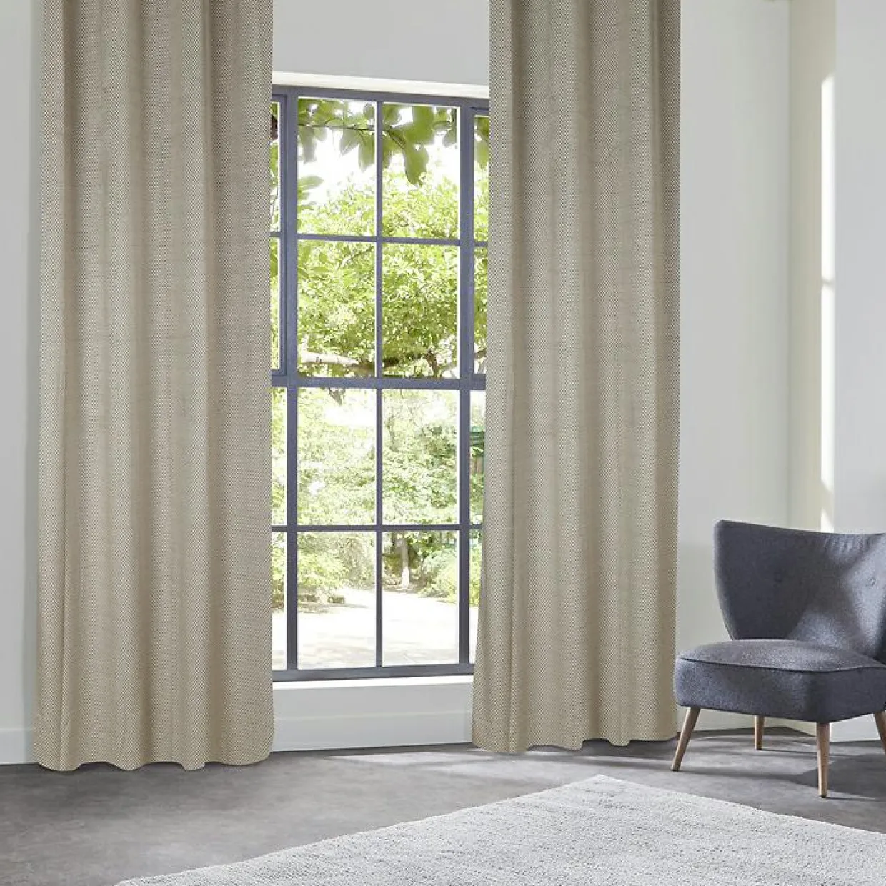 Rideau occultant velours (135 x 260 cm) Yupi Beige lin