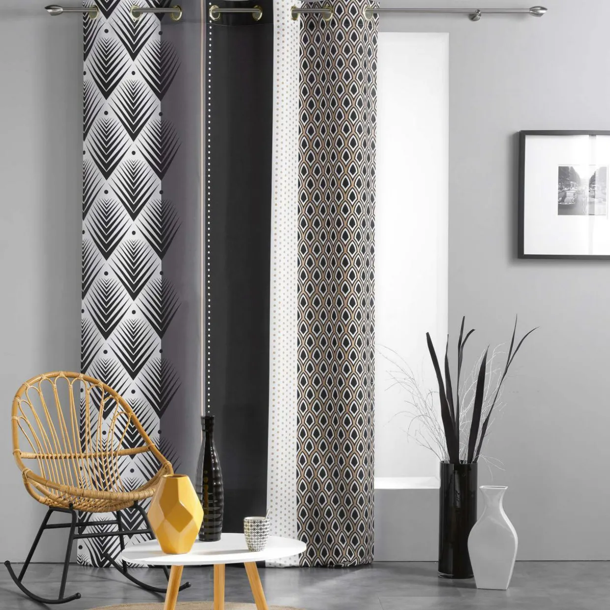 Rideau oeillets (140 X 260 cm) Galileo Noir