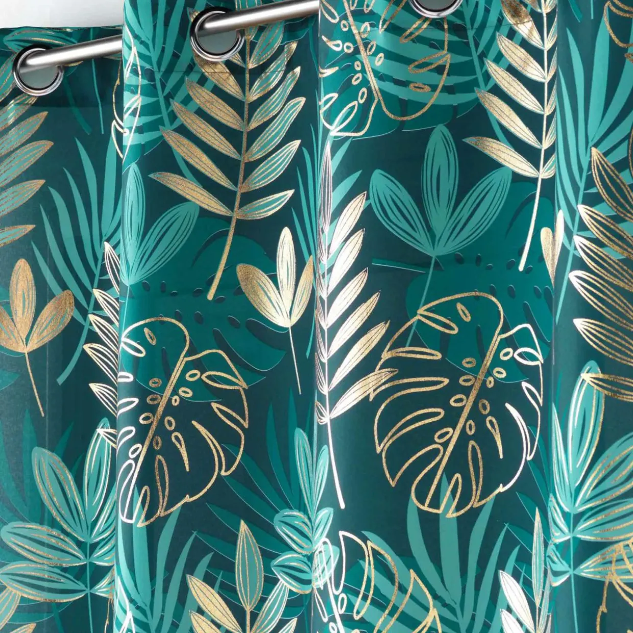 Rideau oeillets (140 x 260 cm) Ornella Vert émeraude