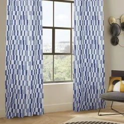 Rideau tissé (140 x 260 cm) Leyna Bleu