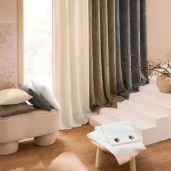 Rideau Velours Chenille (140 x 260 cm) Leo Gris Anthracite