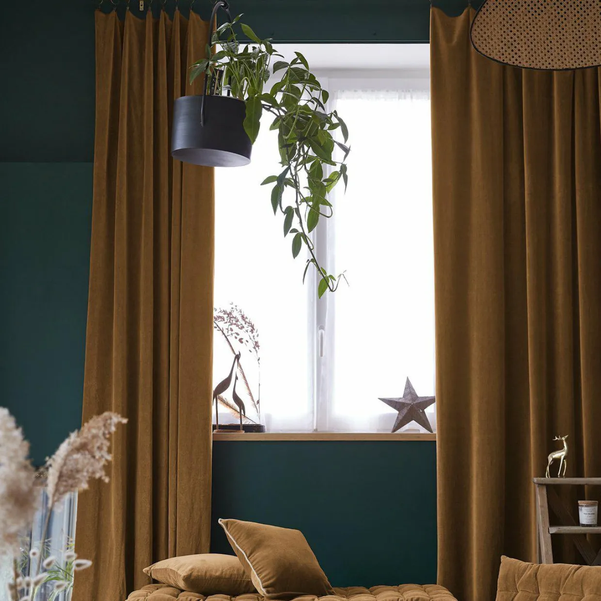Rideau velours de coton ajustable (140 x max 270 cm) Victor Camel