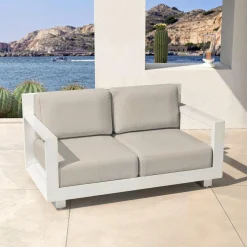Salon de jardin aluminium 7 places 5 pcs Elba Blanc et taupe