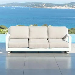 Salon de jardin aluminium 7 places 5 pcs Elba Blanc et taupe