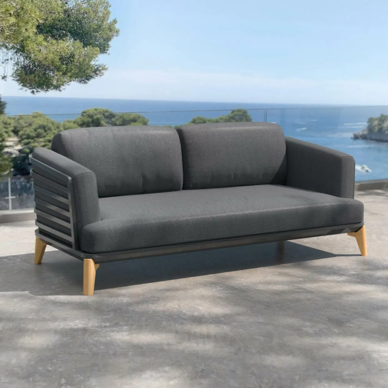 Salon de jardin aluminium 4 places 5 pcs Monte Carlo Gris anthracite