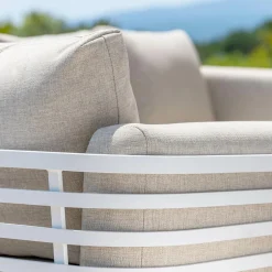 Salon de jardin aluminium 12 places 8 pcs Monte Carlo Blanc et taupe