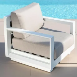 Salon de jardin aluminium 4 places 4 pcs Elba Blanc et taupe
