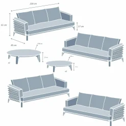 Salon de jardin aluminium 12 places 8 pcs Monte Carlo Gris anthracite