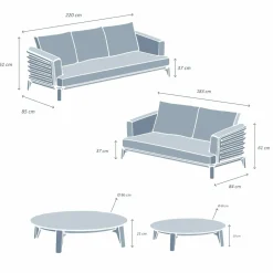 Salon de jardin aluminium 5 places 4 pcs Monte Carlo Gris anthracite et beige