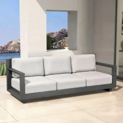 Salon de jardin aluminium 5 places 4 pcs Elba Gris anthracite et gris clair