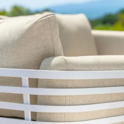 Salon de jardin aluminium 2 places 3 pcs Monte Carlo Blanc et beige