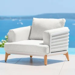 Salon de jardin aluminium 5 places 5 pcs Monte Carlo Blanc et gris clair
