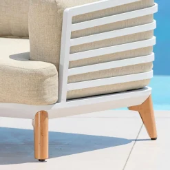 Salon de jardin aluminium 4 places 5 pcs Monte Carlo Blanc et beige