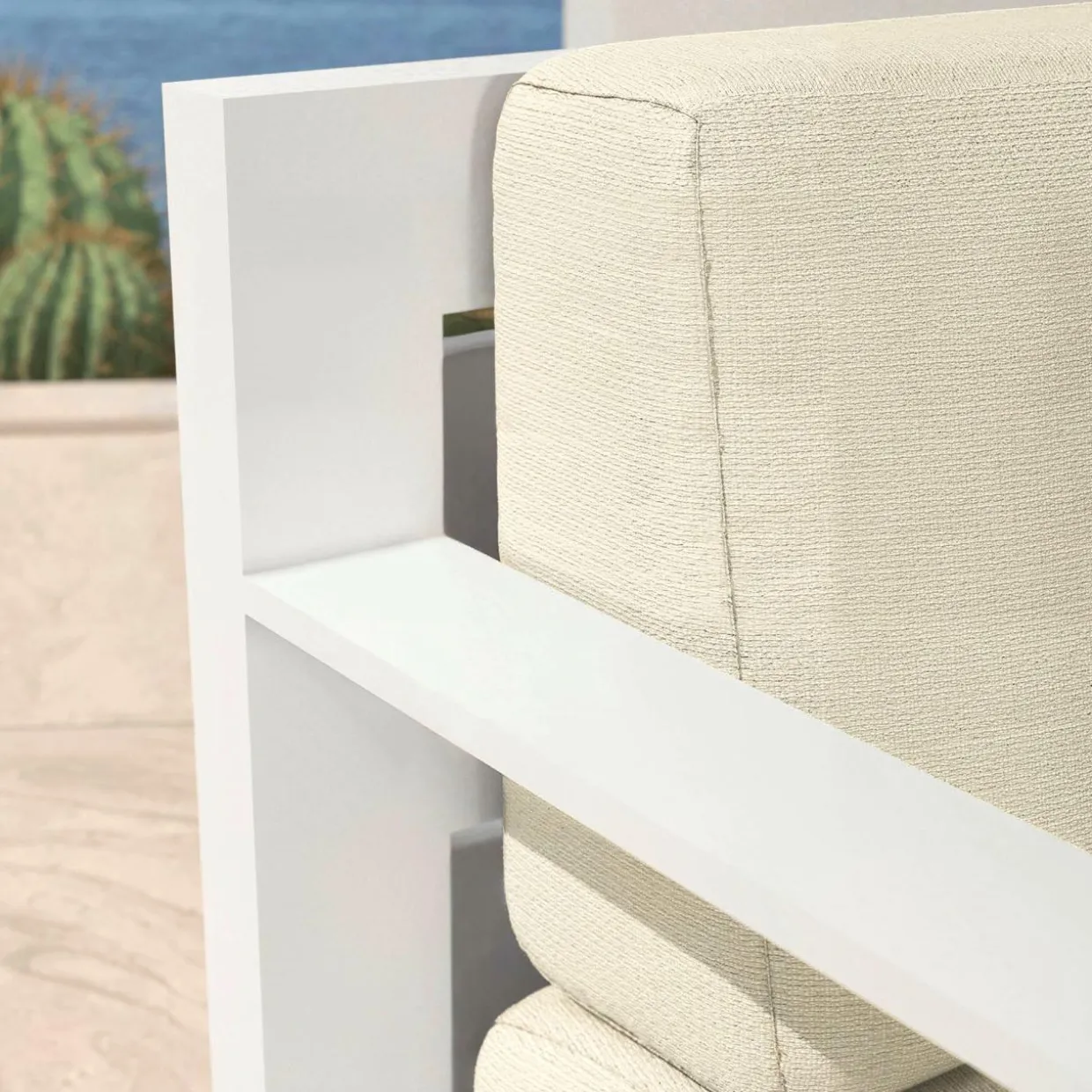Salon de jardin aluminium 4 places 4 pcs Elba Blanc et beige
