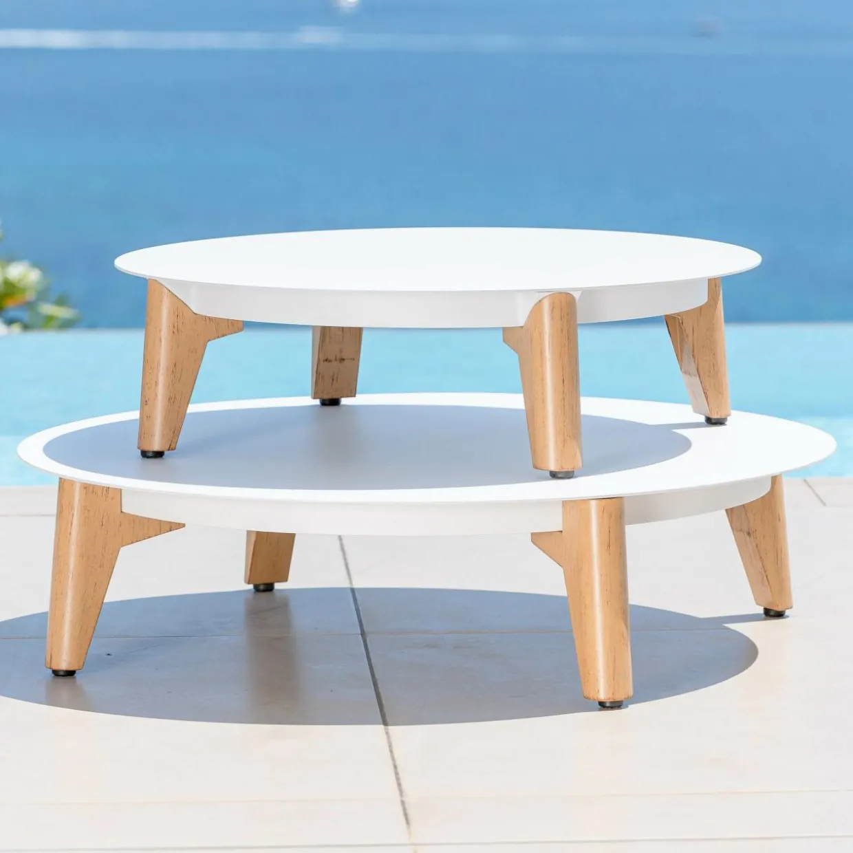 Salon de jardin aluminium 8 places 6 pcs Monte Carlo Blanc et beige
