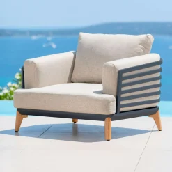 Salon de jardin aluminium 2 places 3 pcs Monte Carlo Gris anthracite et taupe