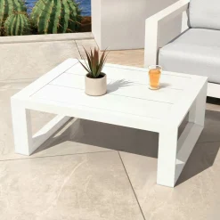 Salon de jardin aluminium 5 places 4 pcs Elba Blanc et taupe